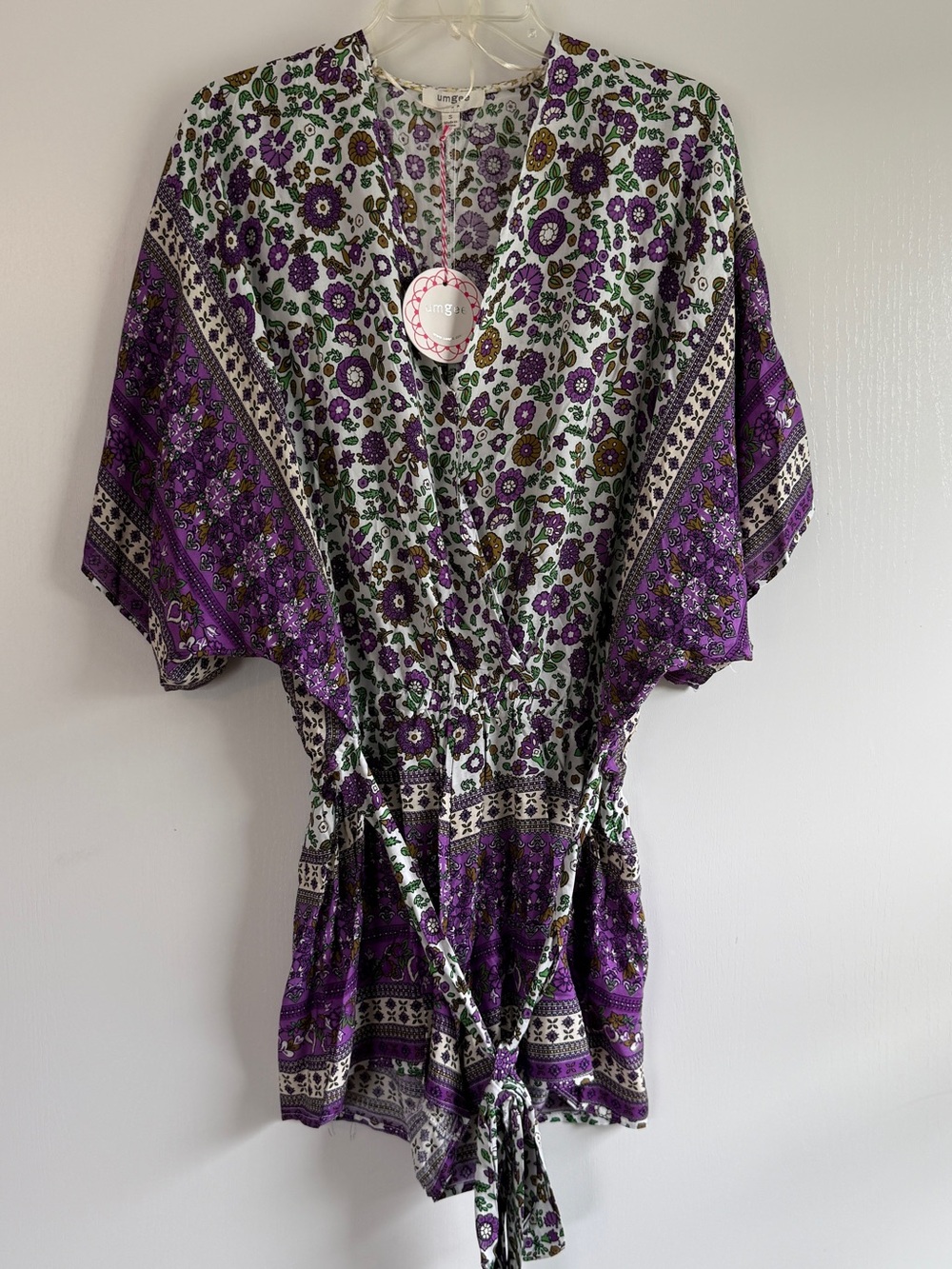 Umgee Purple Floral Tie-Waist Women's Romper Shorts Boho